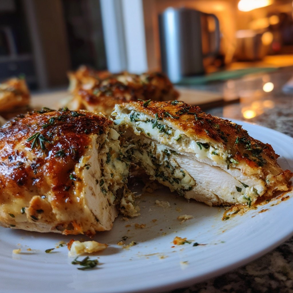 Gefüllte Hähnchenbrust mit Frischkäse und Kräutern