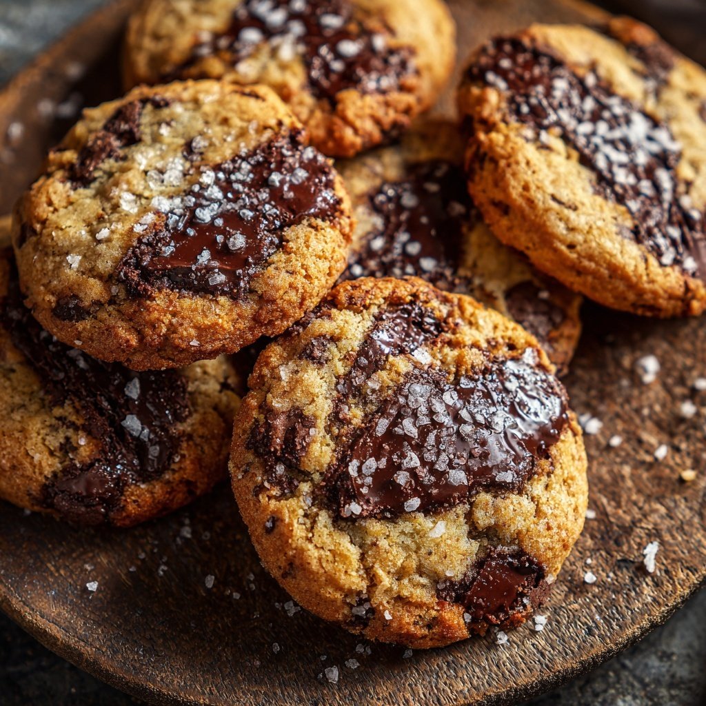 Cookies mit dunkler Schokolade und Meersalz