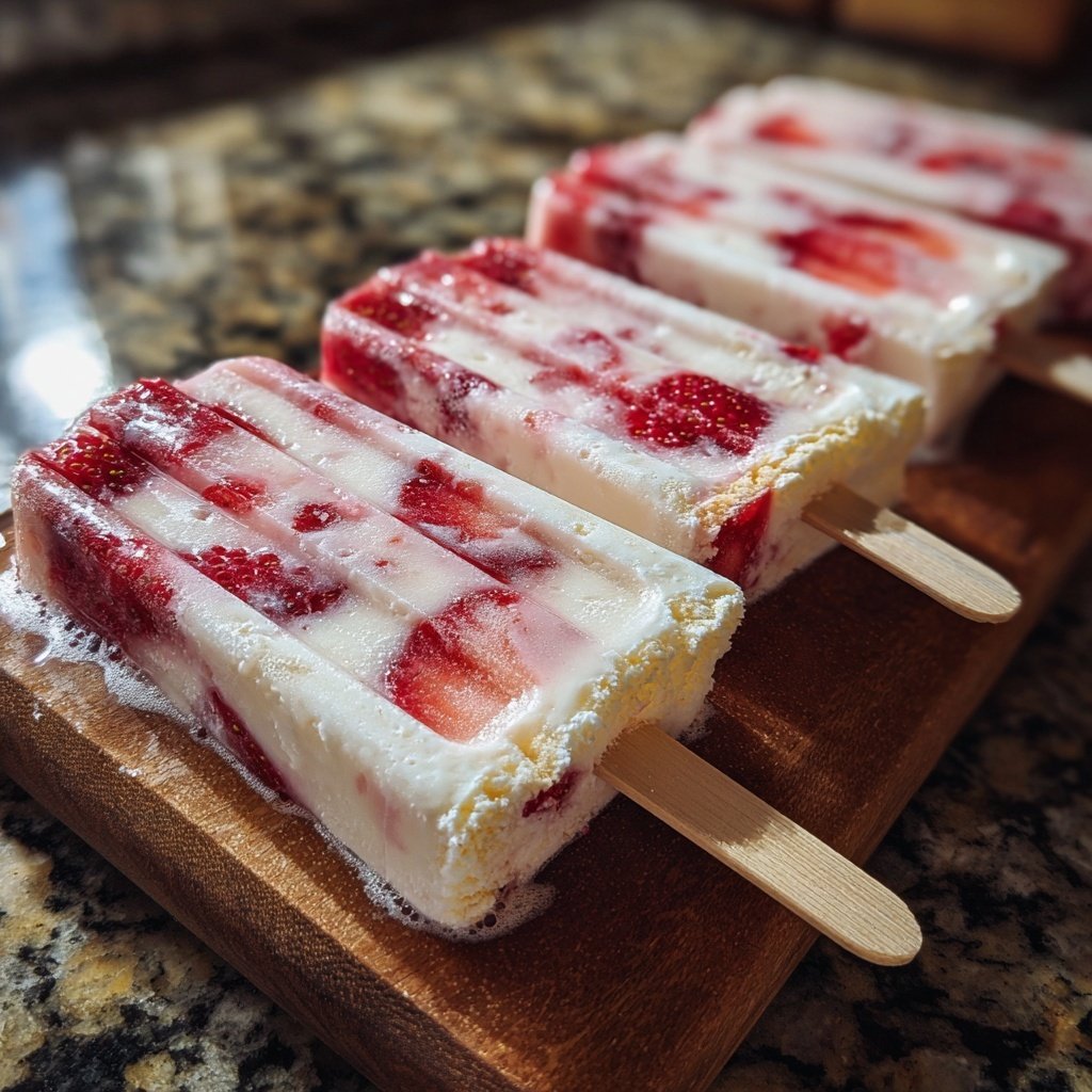 Erdbeer-Joghurt-Eis am Stiel