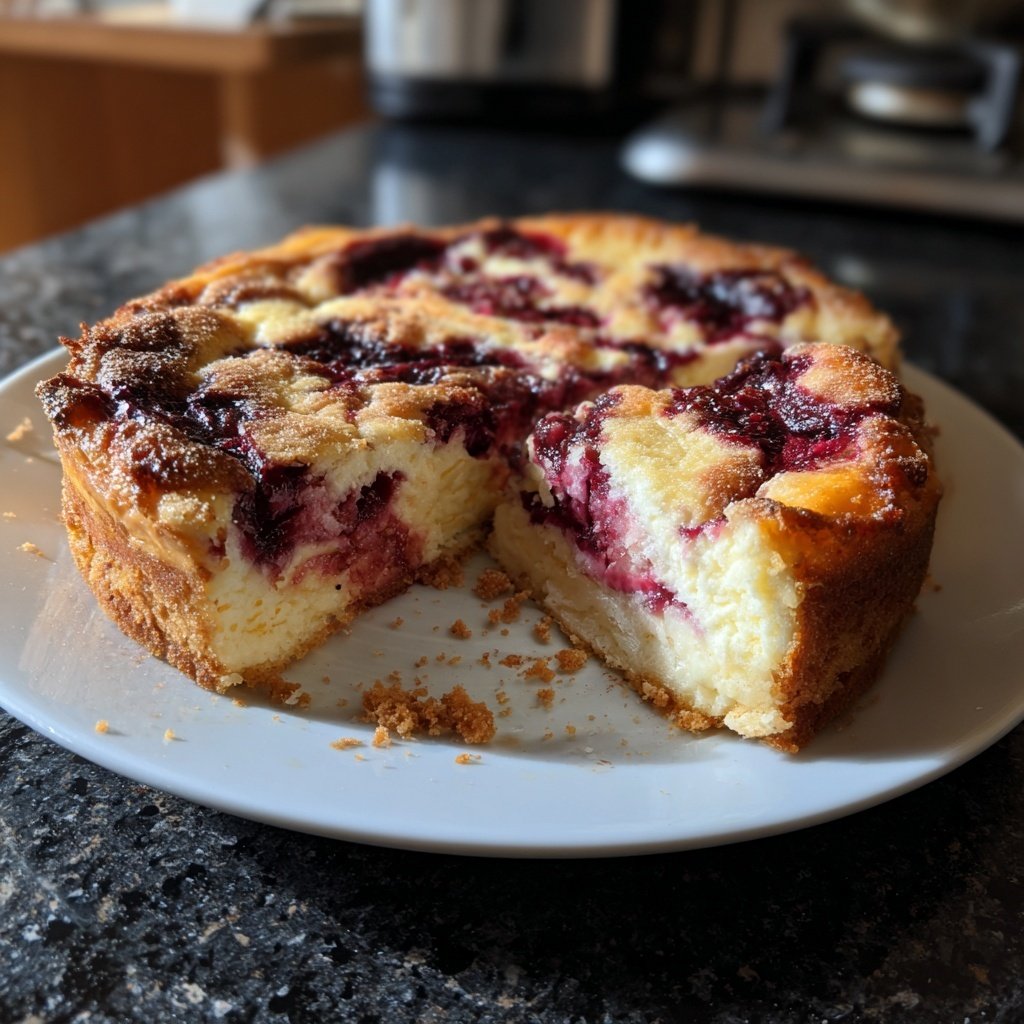 Käsekuchen mit Beerenmarmor