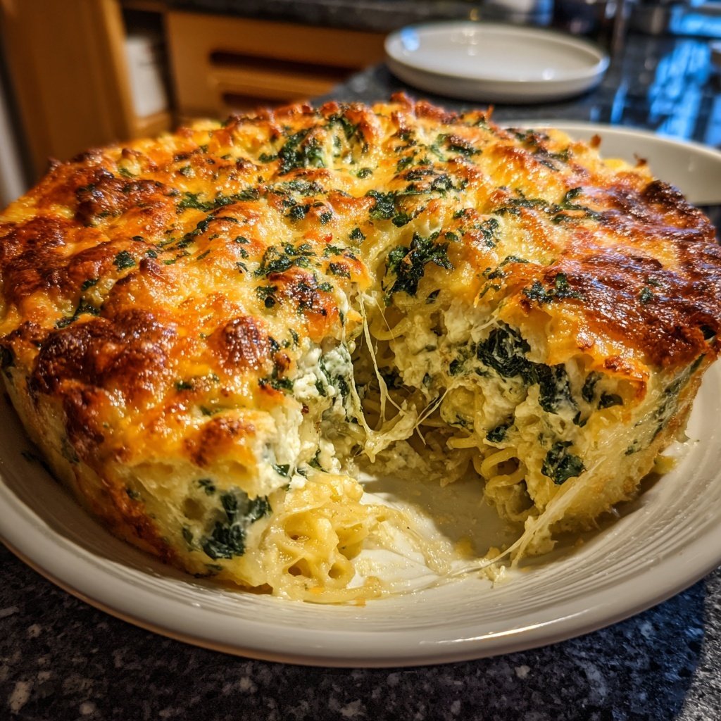 Nudelauflauf mit Ricotta und Spinat