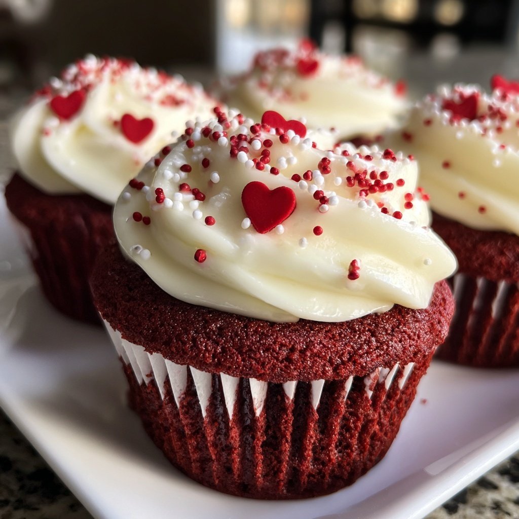Red-Velvet-Cupcakes zum Valentinstag