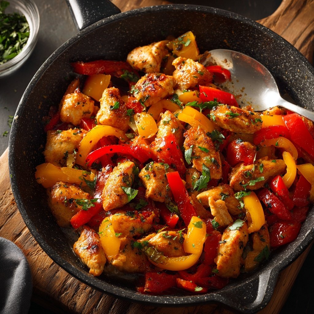 Hähnchen Reis Pfanne Mediterran