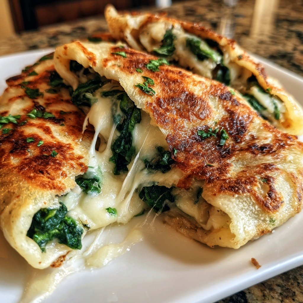 Pfannkuchen mit Spinat und Käse