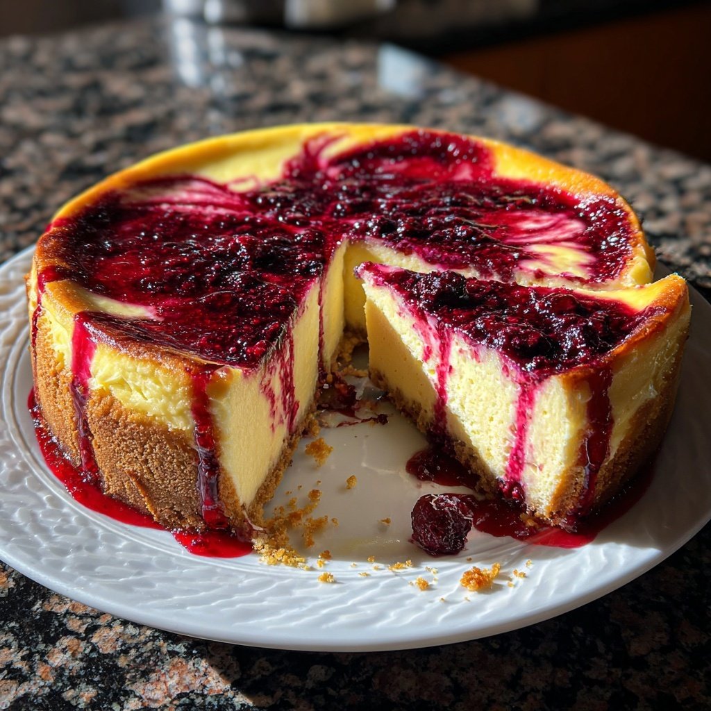 Käsekuchen mit Beerenwirbel