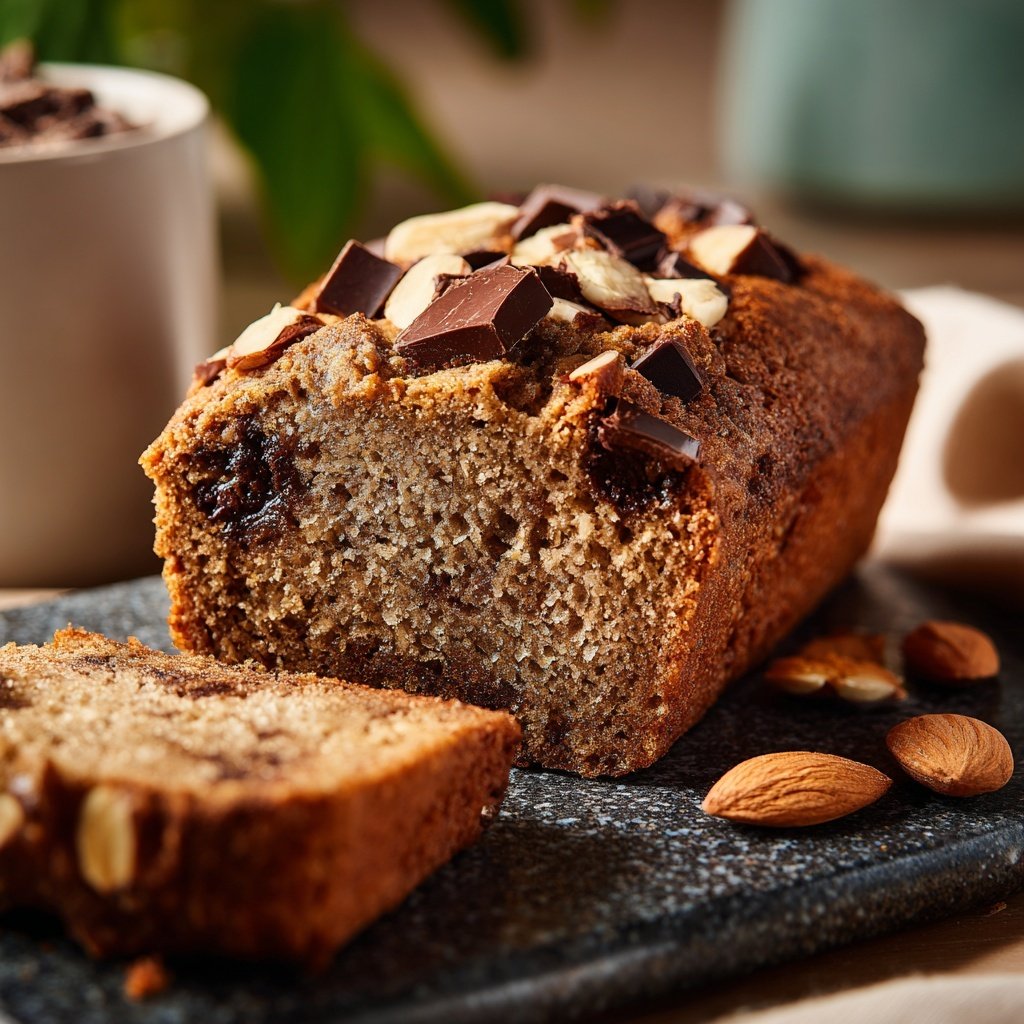 Bananenbrot mit Schokostückchen und Mandeln